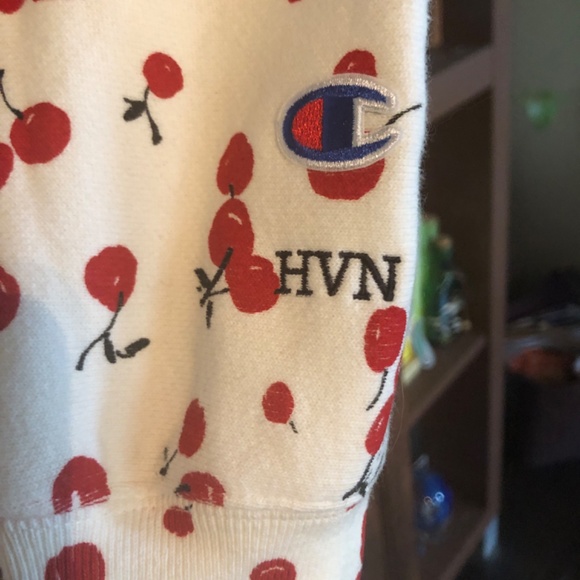 🍒 Champion x HVN Limited Edition Cherry Print Hoodie, Sz SMALL 🍒 - Picture 3 of 4
